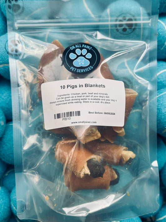 Pigs in Blankets Dog Treats x10 | 100% Natural Pork Sausage Chews – Grain-Free