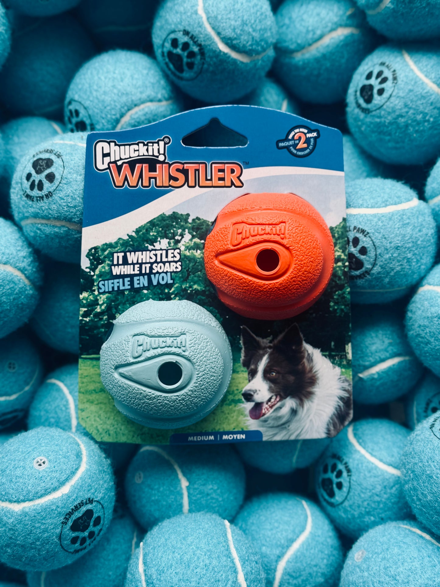 Chuckit The Whistler Ball 2 Pack Medium 6.5cm