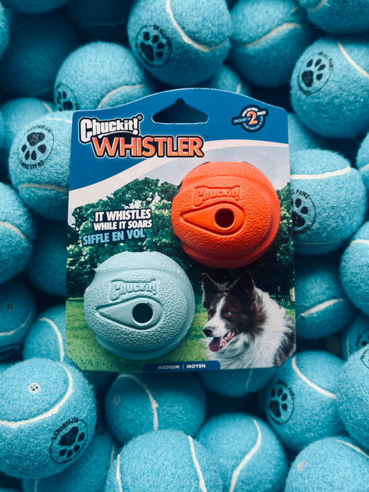 Chuckit The Whistler Ball 2 Pack Medium 6.5cm