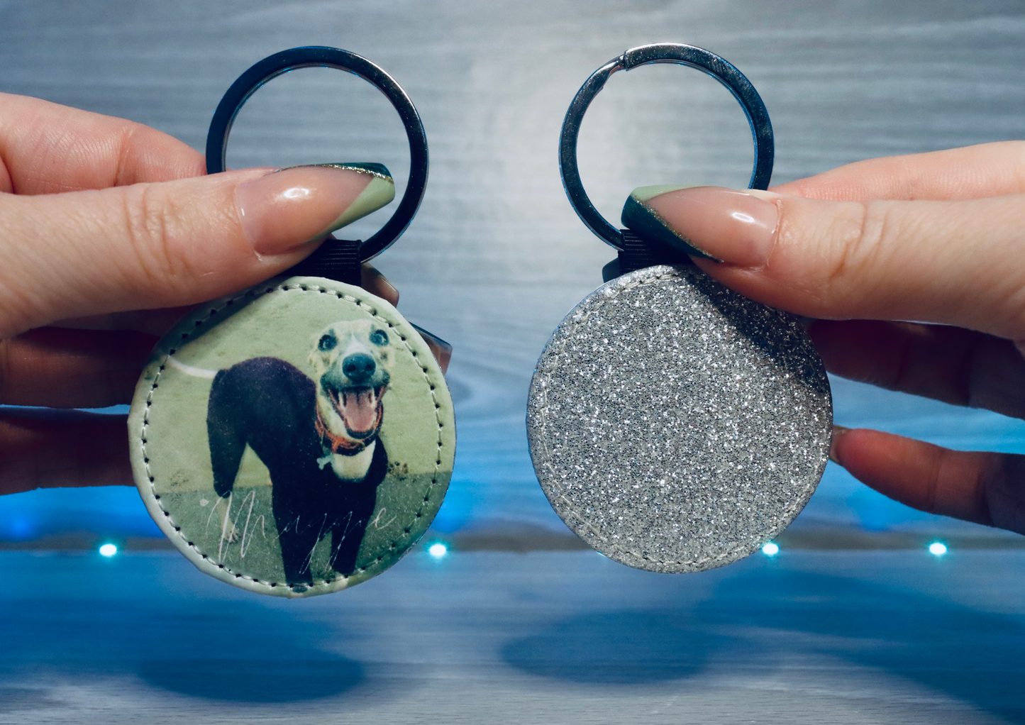 Personalised Sparkle Glitter Keyring Custom Photo Gift Keepsake Present