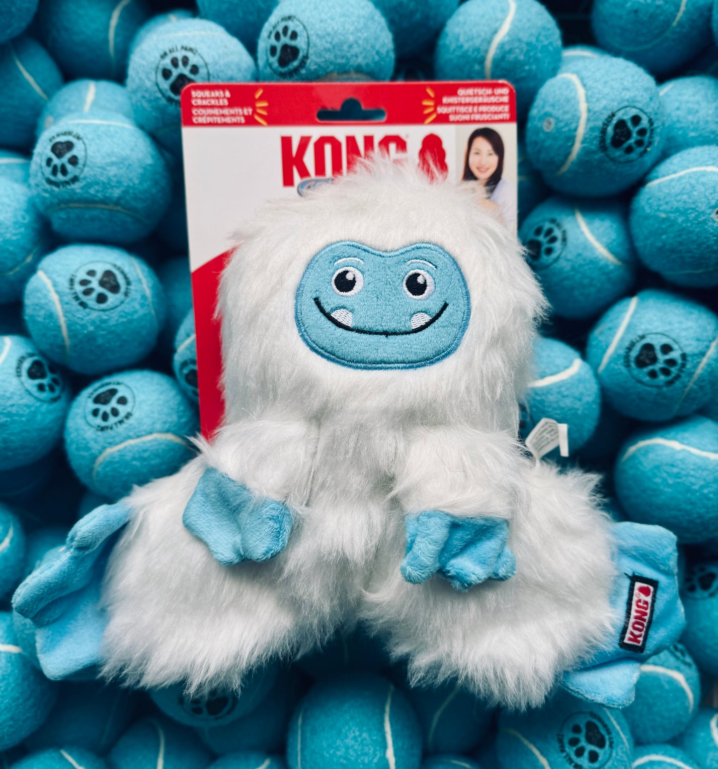 KONG Holiday Frizzles Yeti | Fluffy Plush Dog Toy with Squeaker & Crinkle
