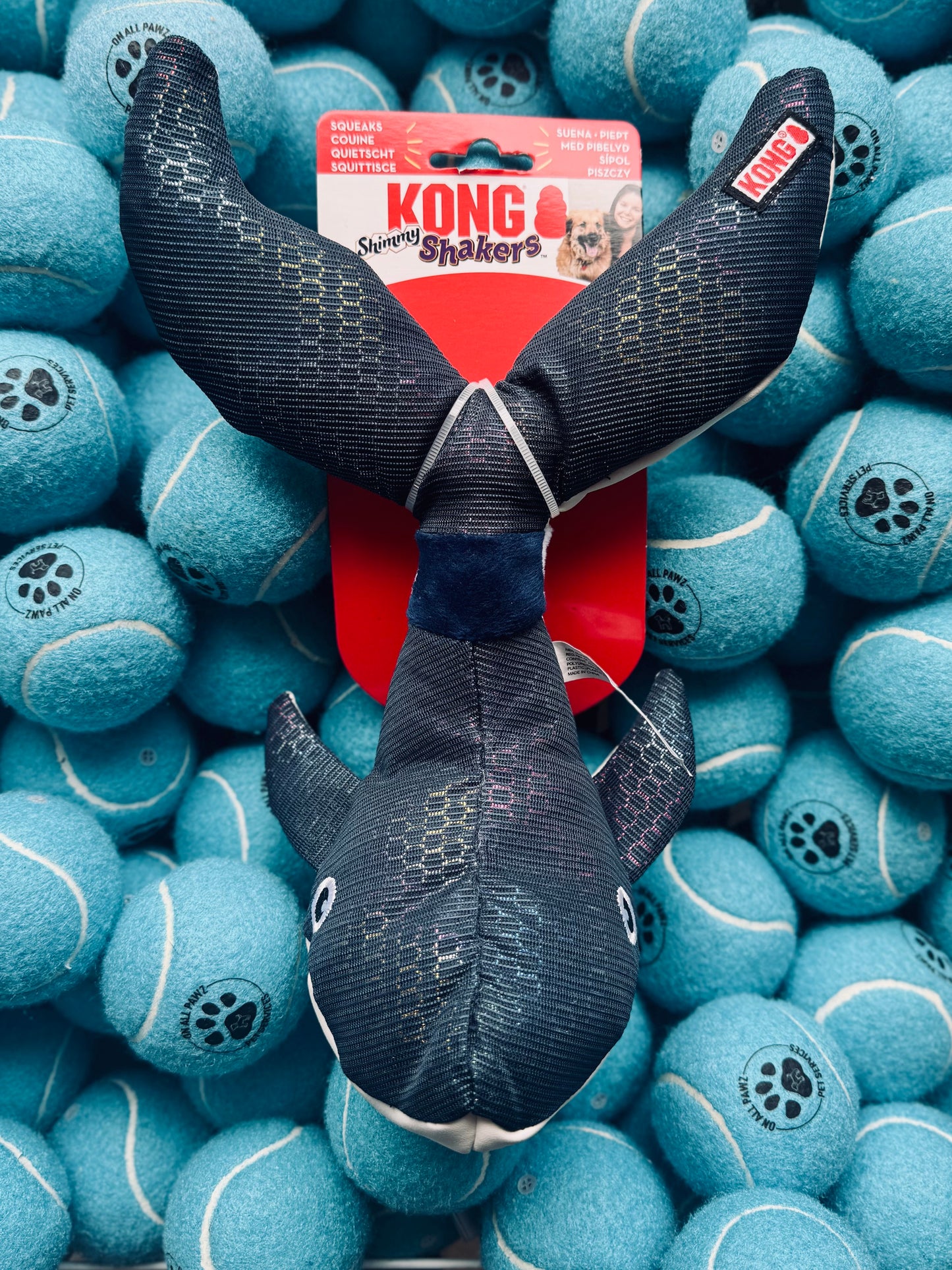 KONG Shakers Shimmy Whale Medium | Plush Dog Toy with Floppy Tail & Squeaker