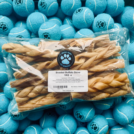 Braided Buffalo Skins Dog Chews 200g | Natural Long-Lasting Treats for Dental Health