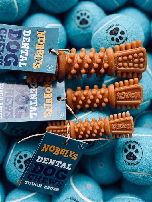 Nobblys Dental Chew Tough Brush – Peanut Butter Flavour Large | Durable Dog Dental Treat