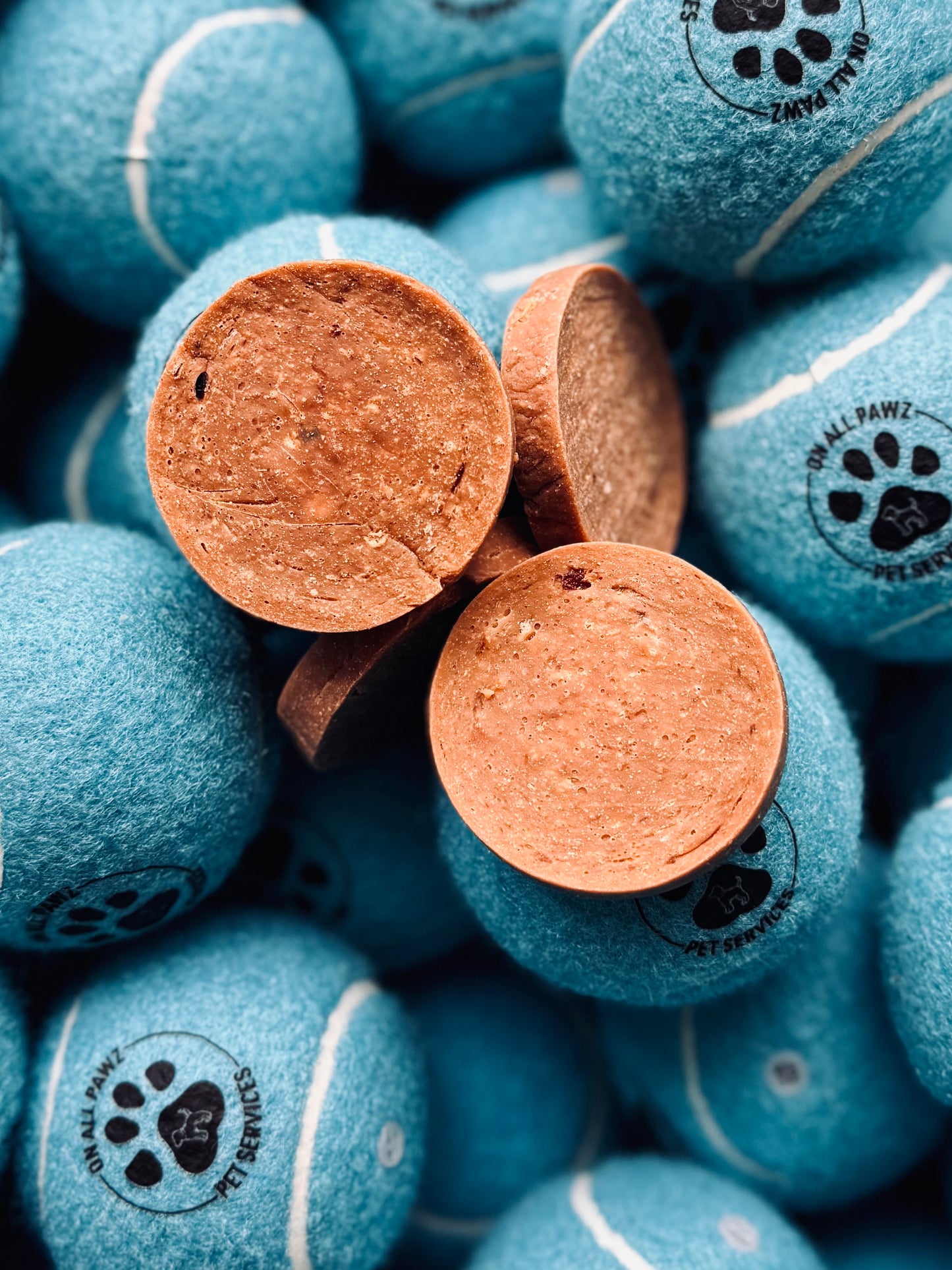 A close-up of JR Pure Lamb Coins, which are dog treats shaped like coins and made from pure lamb meat, displayed against a backdrop of treats with a visible brand logo.