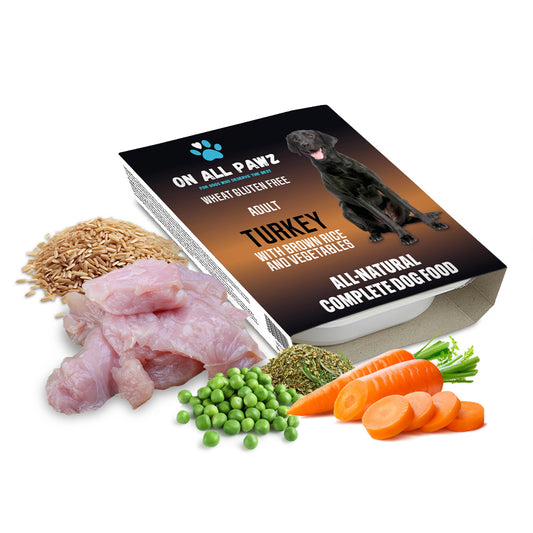 Made with 60% turkey, brown rice, vegetables, and joint support. Natural, digestible, and complete for everyday nutrition.