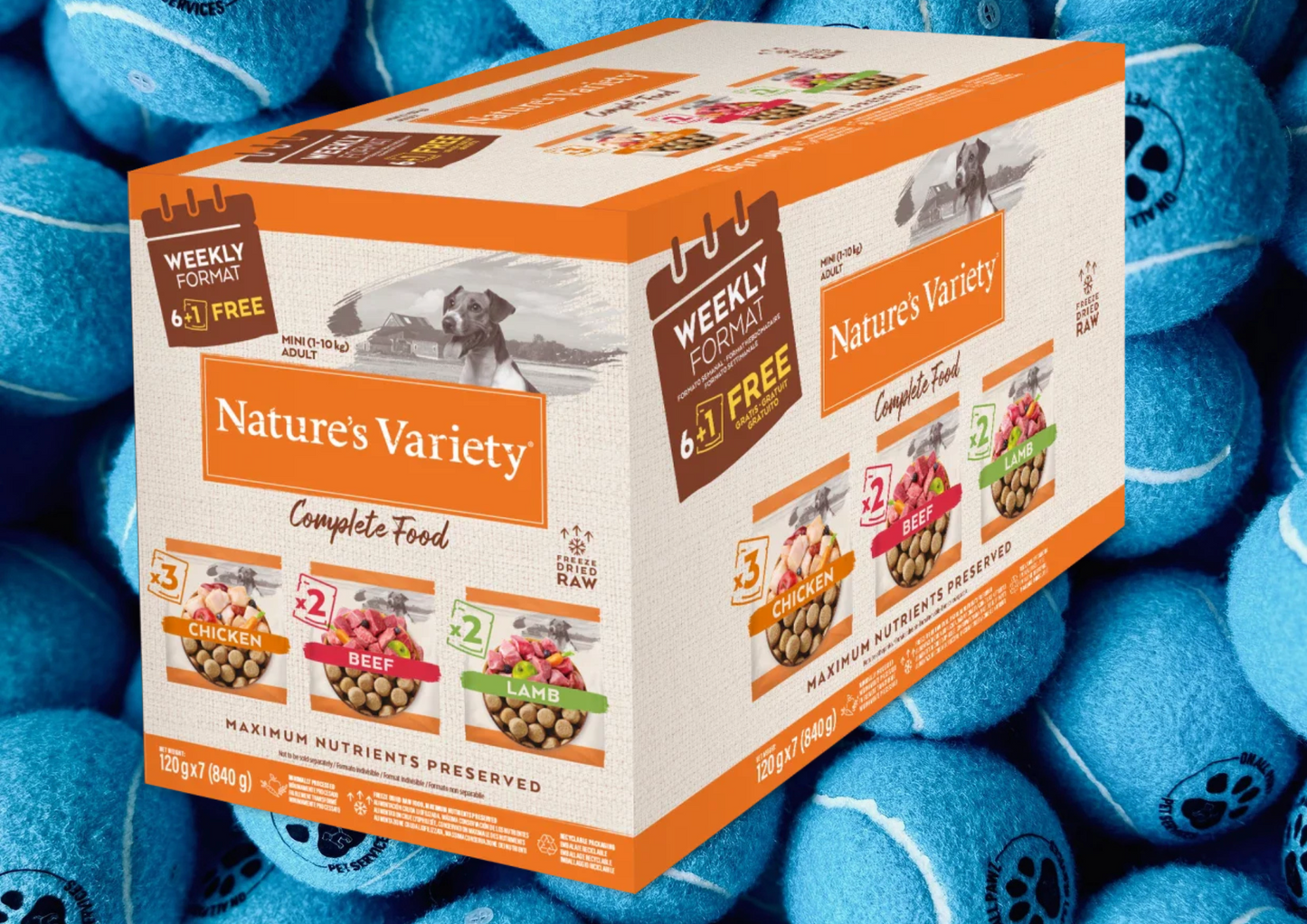 Nature’s Variety Freeze Dried Dog Food – Mini Adult Multipack 7 x 120g | Complete Natural Meals